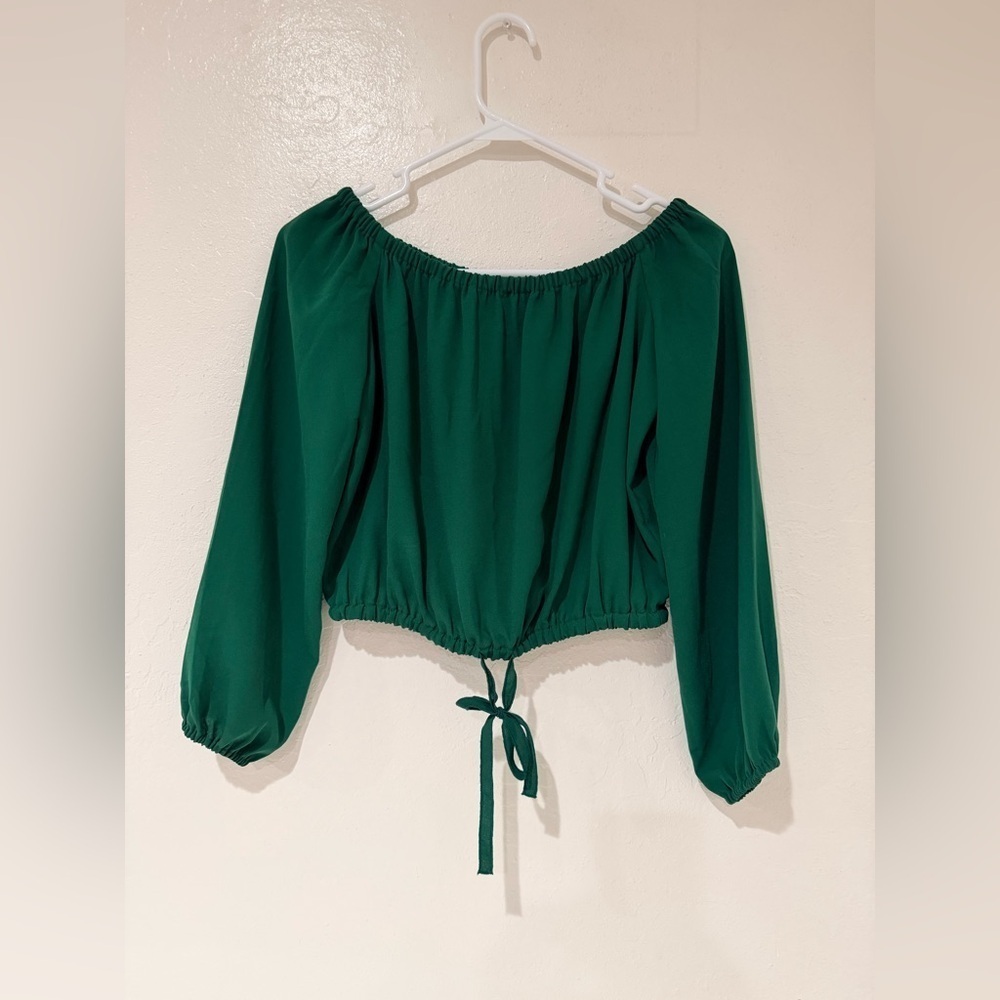 Aritzia Wilfred Forest Green Off-Shoulder Eleanora Blouse size XS